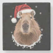 カピバラの面白いクリスマス ストーンコースター (正面)