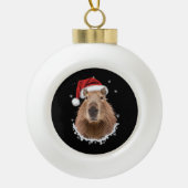 カピバラの面白いクリスマス セラミックボールオーナメント (正面)