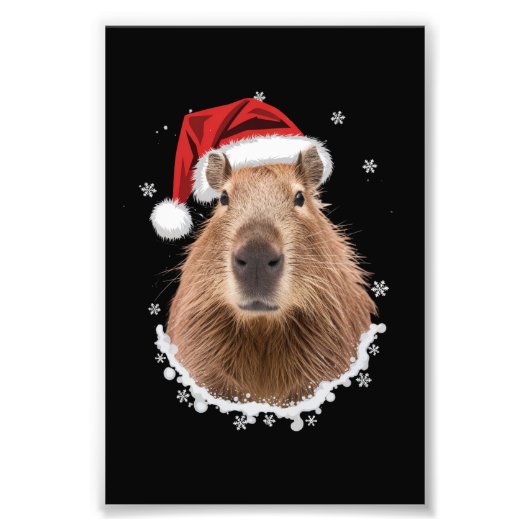 カピバラの面白いクリスマス フォトプリント            (正面)