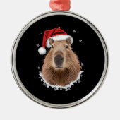 カピバラの面白いクリスマス メタルオーナメント (正面)