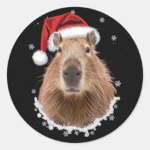 カピバラの面白いクリスマス ラウンドシール (正面)