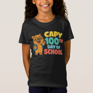カピバラの100日目の学校 かわいいカピバラの学生 Tシャツ