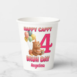 カピバラの4歳の誕生日おめでとう カスタムカピバラの4歳の誕生日グッズ 紙コップ