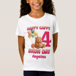 カピバラの4歳の誕生日おめでとう カスタムグッズ Tシャツ