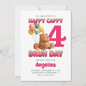 カピバラの4歳の誕生日おめでとう カスタムデザイン 招待状 (正面)