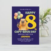 カピバラの8歳の誕生日おめでとう カスタムデザイン 招待状 (スタンド正面)