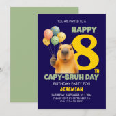 カピバラの8歳の誕生日おめでとう カスタムデザイン 招待状 (正面/裏面)
