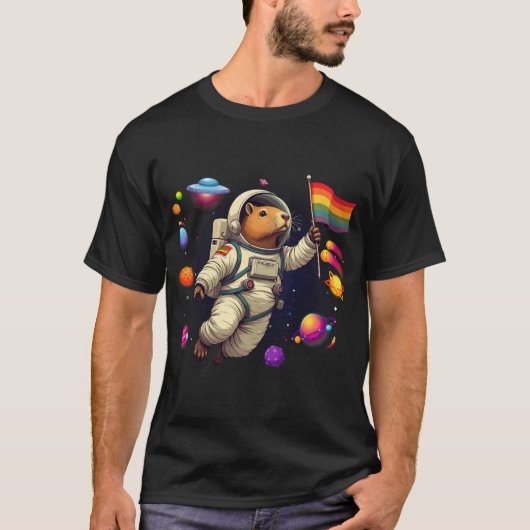 カピバラのLGBTQ宇宙冒険: 楽しいUFO冒険 Tシャツ (正面)