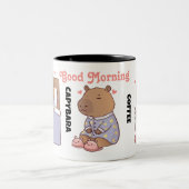 カピバラはコーヒーマグを愛する | 可愛おもしろいい ツートーンマグカップ (中央)