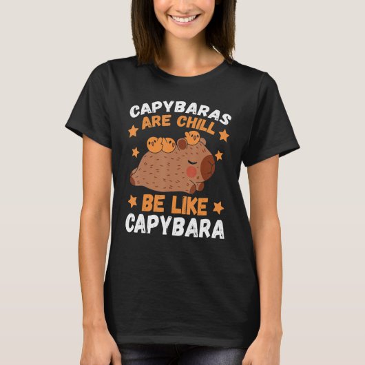 カピバラは気楽なげっ歯類の動物 カピバラ カピバ Tシャツ (正面)