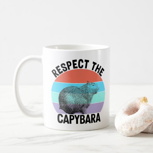 カピバラを敬え 笑えるげっ歯類 カピバラ コーヒーマグカップ (ドーナツ)