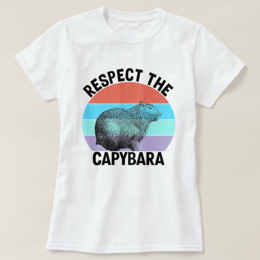 カピバラを敬え 面白い齧歯類 カピバラ Tシャツ (デザイン正面)