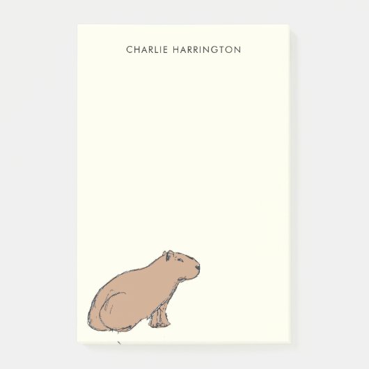 カピバラオリジナルアートキュート手描き動物 ポストイット (正面)