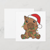 カピバラクリスマスウィンターアニマルズホリデー シーズンカード (正面/裏面)