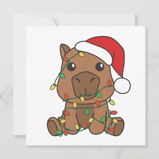 カピバラクリスマスウィンターアニマルズホリデー シーズンカード (正面)