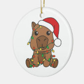 カピバラクリスマスウィンターアニマルズホリデー セラミックオーナメント (左)