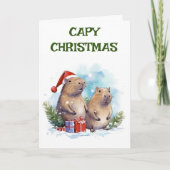 カピバラクリスマスホリデーケイピー カード (正面)