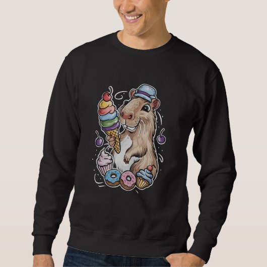 カピバラスイーツドナッツカップケーキ缶 スウェットシャツ (正面)