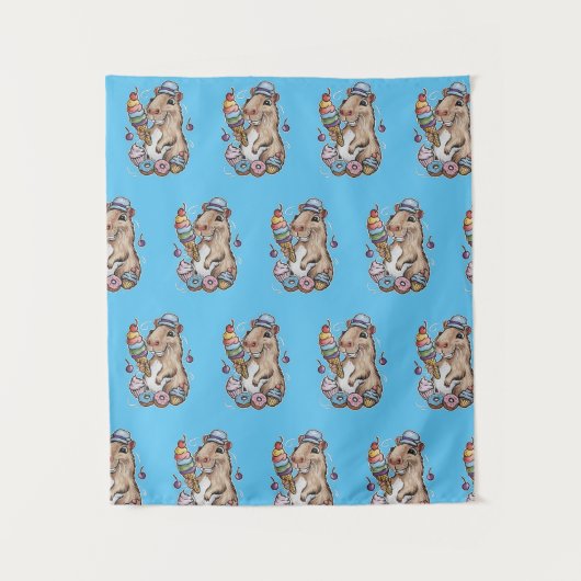 カピバラスイーツドナッツカップケーキ缶 タペストリー (正面)