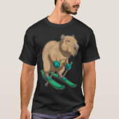 カピバラスキースキーウィンタースポーツ Tシャツ (正面)