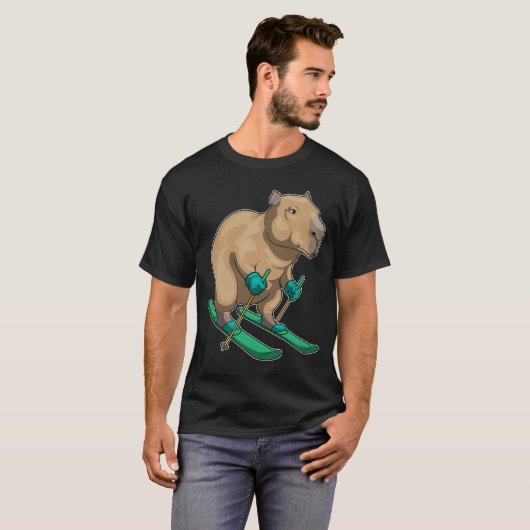 カピバラスキースキーウィンタースポーツ Tシャツ (正面フル)