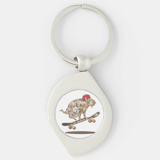 カピバラスケートボードオリー キーホルダー (正面)