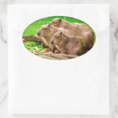 カピバラトリオ 楕円形シール (バッグ)