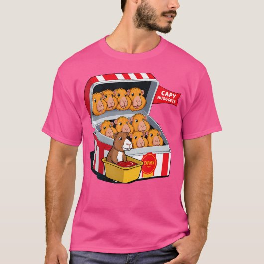 カピバラナガッツフードプンカピバラ恋人チキンN Tシャツ (正面)