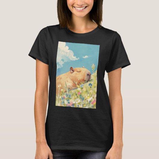 カピバラパワー昼寝 Tシャツ (正面)