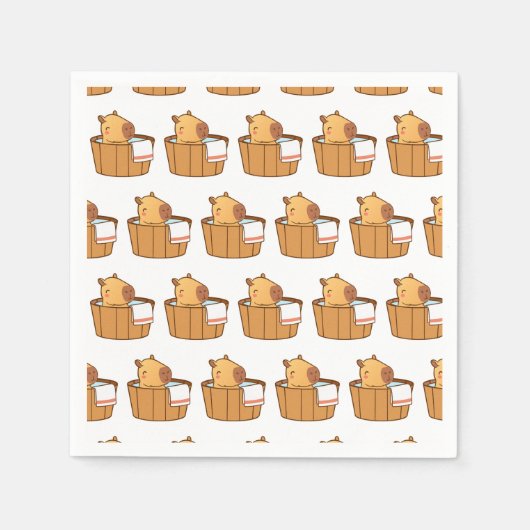 カピバラパーティーナプキンス | かわいい動物の誕生日 スタンダードカクテルナプキン (正面)