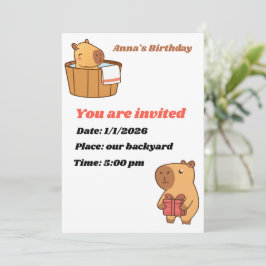 カピバラパーティー招待状 | かわいい誕生日 招待状
