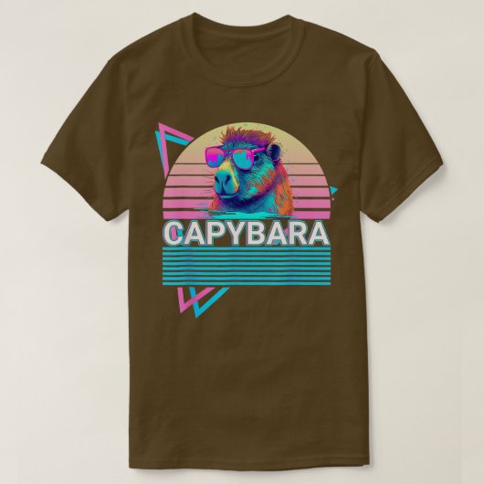 カピバラレトロヴィンテージVAPORWAVE Tシャツ (デザイン正面)