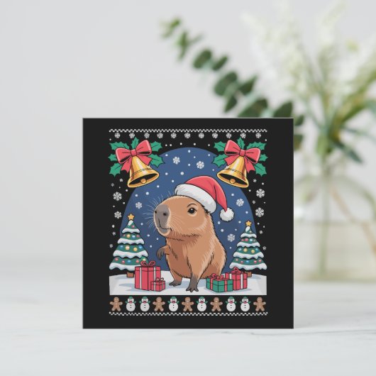 カピバラ動物愛好家クリスマスギフト ダサいカピバラ 招待状 (スタンド正面)