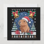 カピバラ動物愛好家クリスマスギフト ダサいカピバラ 招待状 (正面)