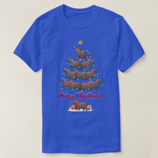 カピバラ動物愛好家マッチングサンタカピバラチ Tシャツ (デザイン正面)