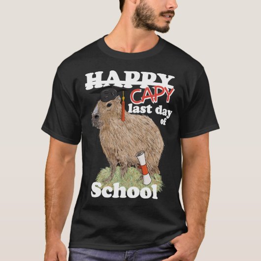 カピバラ卒業おめでとう！学校最後の日 Tシャツ (正面)