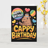 カピバラ好きな人への誕生日パーティーグッズ カード (黄色い花)