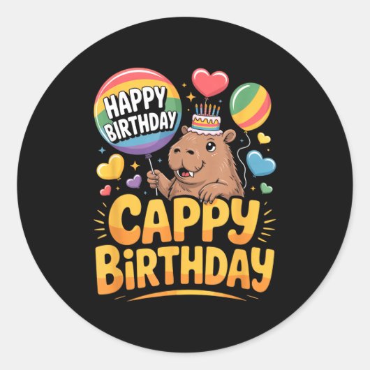 カピバラ好きな人への誕生日パーティーグッズ ラウンドシール (正面)