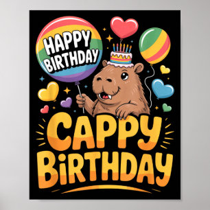 カピバラ好きな人用 カピーの誕生日パーティーグッズ ポスター