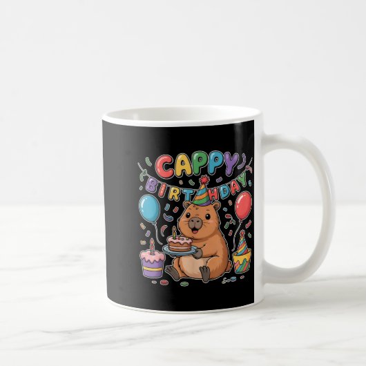 カピバラ好きな女の子男の子お誕生日おめでとう コーヒーマグカップ (右)