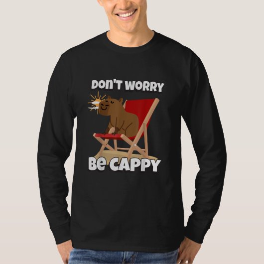 カピバラ好きへのプレゼントに Don't Worry Be Cappy カピバラグッズ Tシャツ (正面)