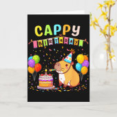 カピバラ好き女子の誕生日パーティー カード (黄色い花)
