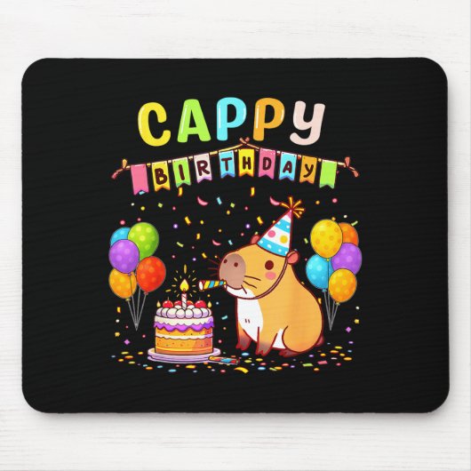 カピバラ好き女子の誕生日パーティー マウスパッド (正面)