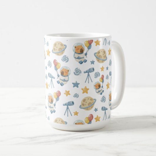 カピバラ宇宙飛行士キッズパターン – Mag コーヒーマグカップ (正面右)