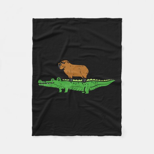 カピバラ対ワニ キャピ アリゲーター ネズミ男たちよ フリースブランケット (正面)