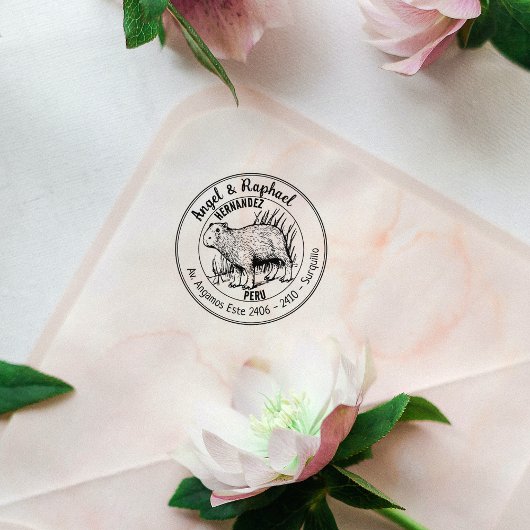 カピバラ差出人住所ファミリー ラバースタンプ