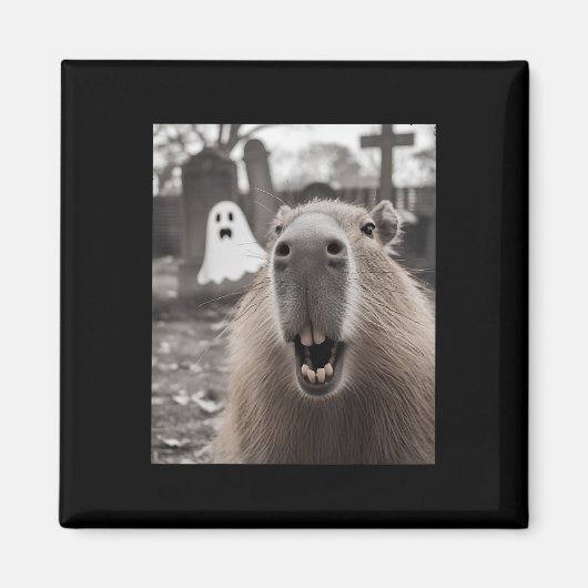カピバラ幽霊のハロウィンコスチューム面白いカピバラ マグネット (正面)