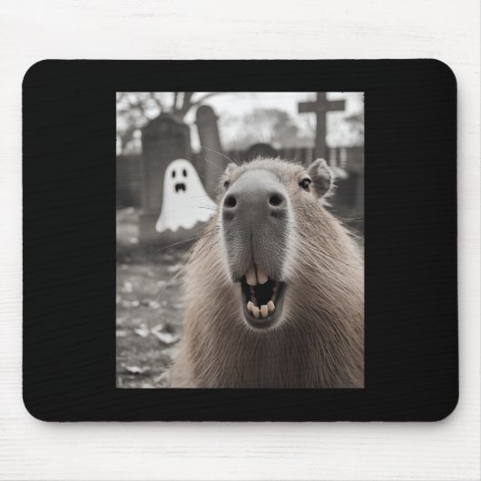 カピバラ幽霊のハロウィンコスチューム カピバラ は マウスパッド (正面)