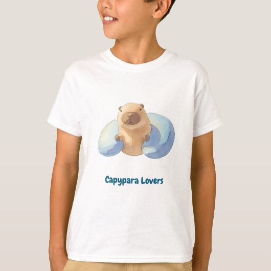 カピバラ愛好家のためのかわいいアニマルTシャツ Tシャツ (正面)
