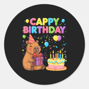 カピバラ愛好家のためのカピバラ 誕生日おめでとう 少女 少年 ハッピー ラウンドシール